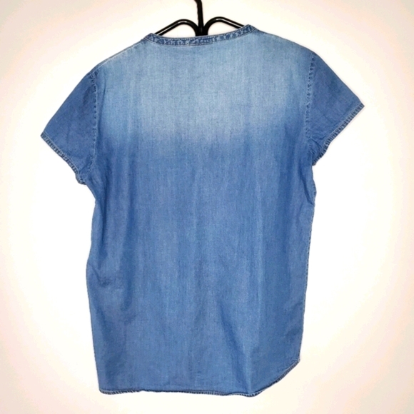 Denim button down short sleeve shirt 40 - Picture 2 of 7